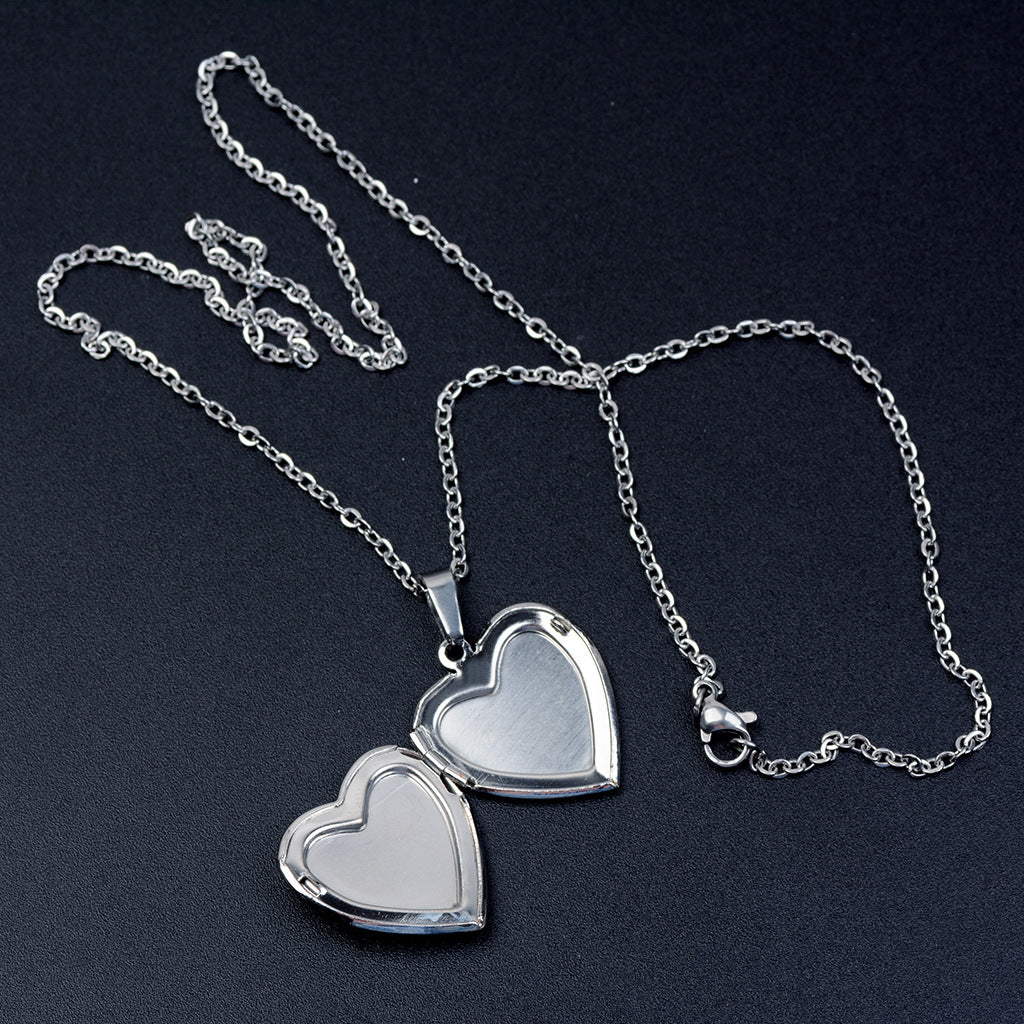 Wholesale Stainless Steel Chain Love Photo Box Temperature Sensitive Color Changing Necklaces